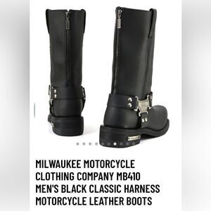 Milwaukee Leather Men's Black Harness Motorcycle Boots